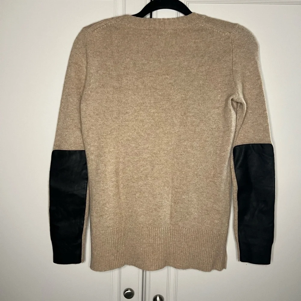 J. Crew Wool Cashmere Leather Elbow Sweater - Picture 7 of 9